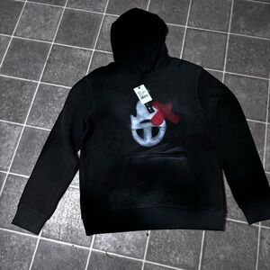 TENACITI mens Black Graphic Hoodie with Artistic Design
